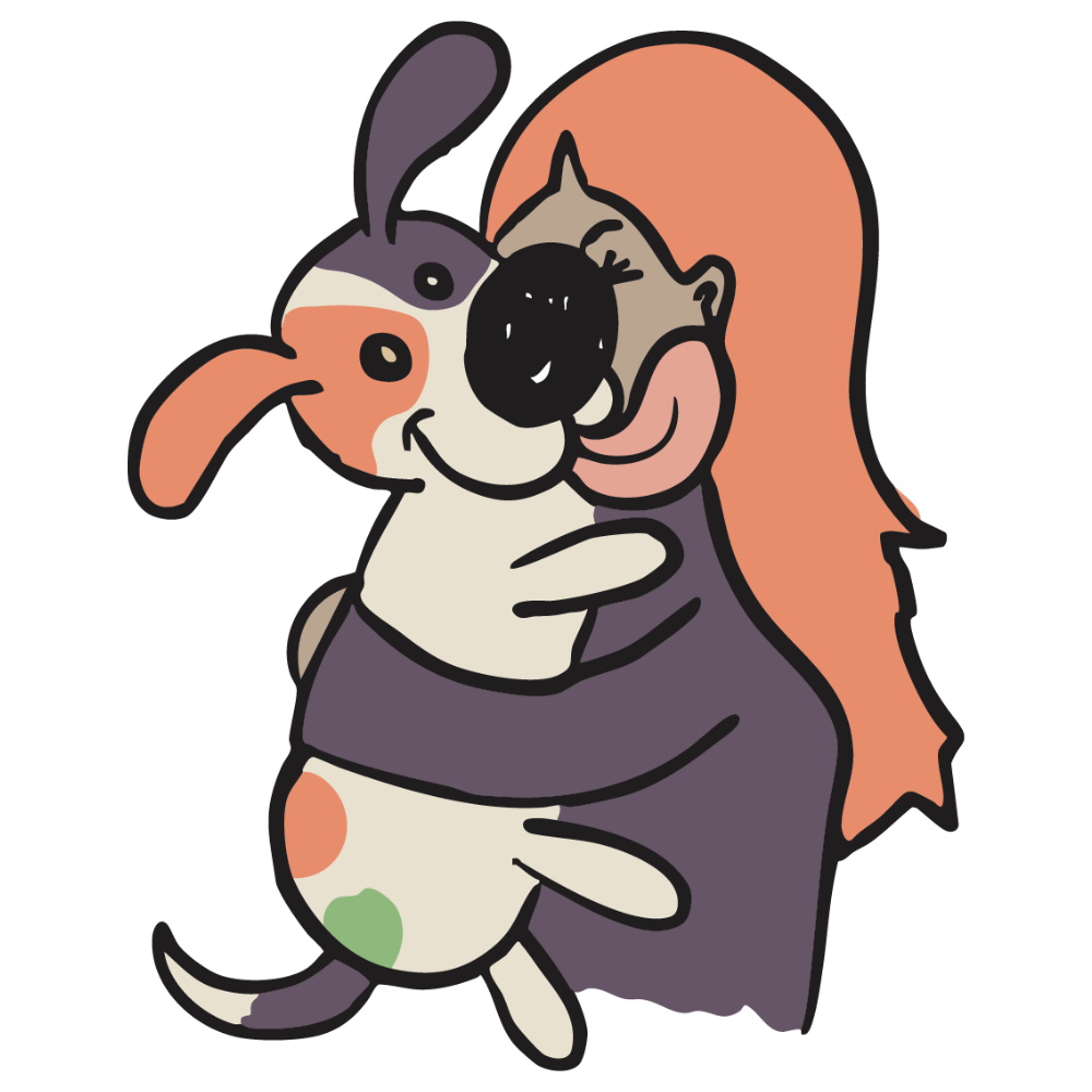 Women hugging dog Graphic