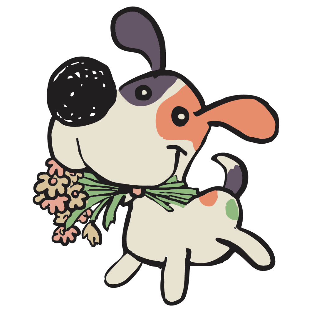Dog with flowers